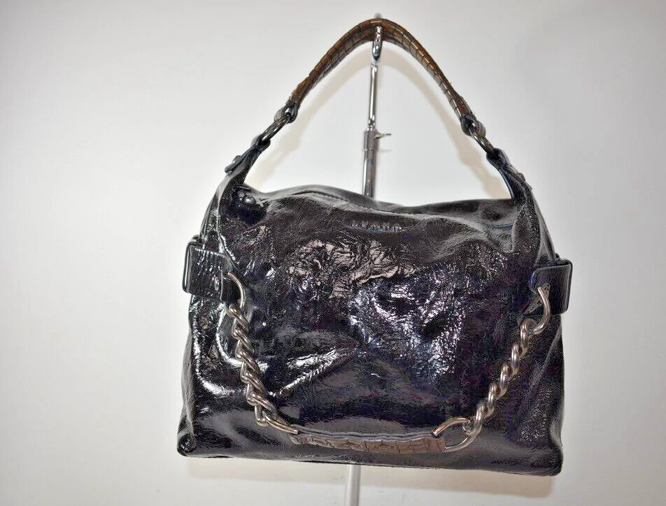 LUANA ЧЕРНЫЙ ЛАКИРОВАННАЯ КОЖА СУМКА С КОРОТКИМИ РУЧКАМИ ДАМСКАЯ СУМКА РАЗМЕР БОЛЬШОЙ НА ПРОДАЖУ - Изображение 3 из 4