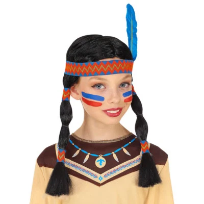 INDIANER PERÜCKE KINDER zwei Zöpfe Karneval Fasching Party Kostüm Zubehör 46933 - Bild 1 von 3