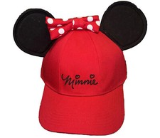 Disney Parks Minnie Mouse Ears Hat Red Snapback Adjustable Baseball Cap Cute