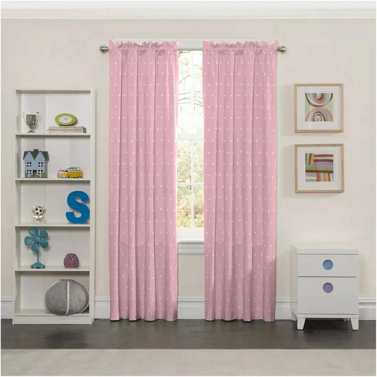 Paneles de cortina de ventana oscurecidos térmicos con estampado de corona rosa Eclipse Girls 42x63" 2ct Foto 2 de 4