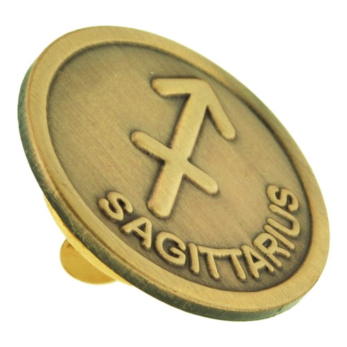 PinMart's Antique Gold Sagittarius Zodiac Archer Symbol Lapel Pin - Picture 2 of 3