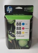 Sealed HP 88 Genuine OEM Tri Color Ink Combo Cyan, Magenta, Yellow Exp 2012