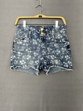 Cherokee Girls Teens Floral Denim Shorts Adjustable Waist Size XL 14/16
