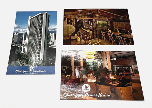 Vintage outrigger Prince KUHIO hotels postcards Waikiki Hotel Trader Vic Bar