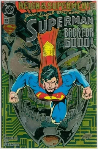 SU[ERMAN 82 DYNAMIC FORCES SIGNED BY DAN JURGENS AND BRETT BREEDING W/COA 1993