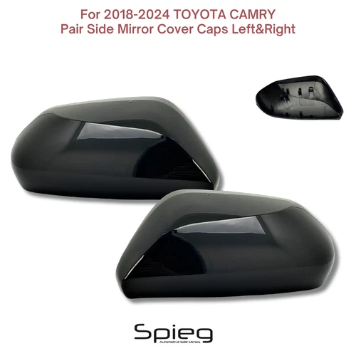 Pair Side Mirror Cover Cap for 2018-2024 TOYOTA CAMRY Paintable Black Left&Right