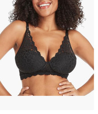 Maidenform Women Wireless Bralette, Pure Comfort Lace Longline Bra Size 38D 6853