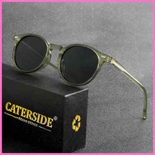 Retro Polarized Round Sunglasses Acetate Vintage Punk Driving Travel Sun Glasses