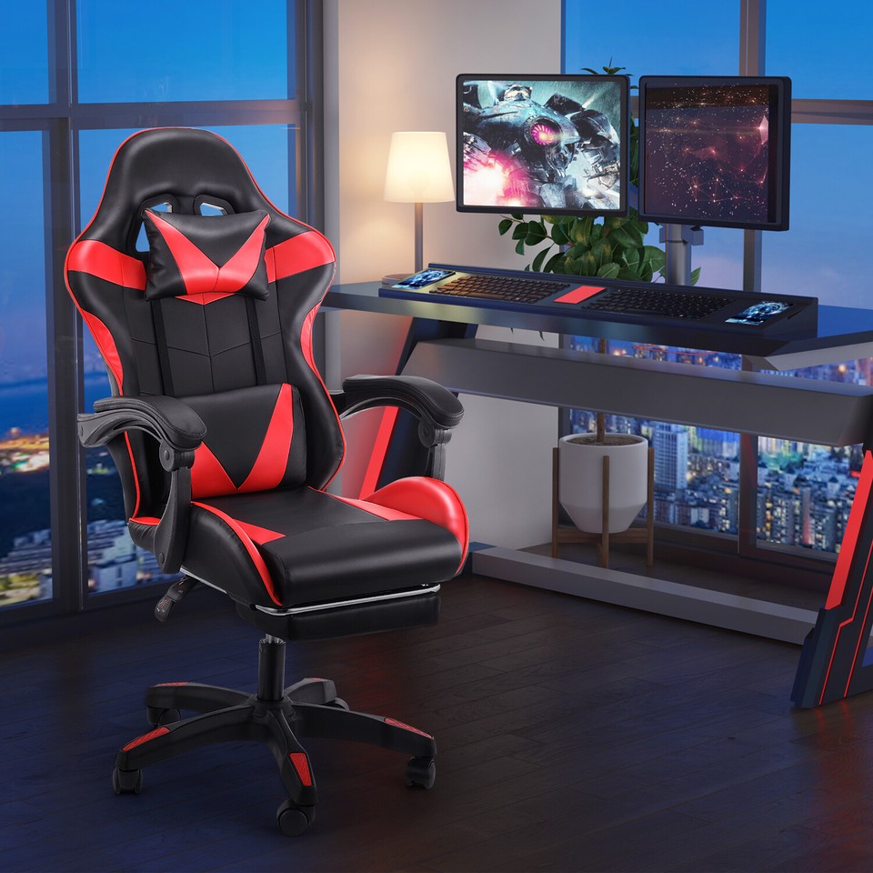 Gaming Leather Computer Chair Swivel Office Chair Recliner Leather Desk