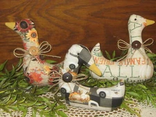 Fall Decor 3 Geese Wreath Accents 3 Wishes Fabric  Autumn Bowl Fillers Handmade 