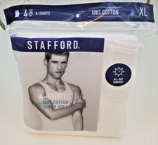 Stafford Super Soft 100 Cotton A-Shirts Ribbed Tank Top 4 Pack XLarge