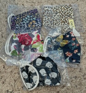 Youth Face Mask Cloth Washable Filter Pocket, Wire, Lot Of 5 Child Size Masks
