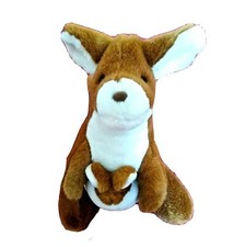 Fiesta KANGAROO Mama Baby Joey Golden Brown White 16in Soft Fur Plush