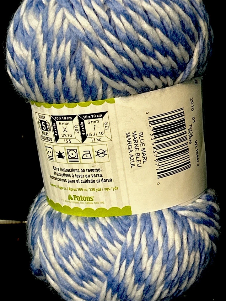 Patrons Yarns Beehive Baby Chunky 5 Bulky Blue Marl 3.5oz NEW - Image 3 of 3