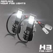 2Pcs H3 LED Fog Light Bulb Conversion Kit Super Bright White DRL Lamp 6000K