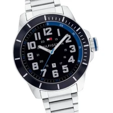 Tommy Hilfiger 1791074 48 MM Blue-dial Stainless-Steel Date Watch