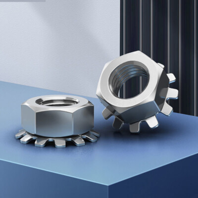 M3-M10 Hexagon Toothed Serrated Washer Gasket Lock Nuts K Type White Zinc Plated