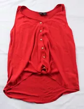 Fortune + Ivy Women's Bendry Mixed Material Tie Front Blouse CA4 Red Medium NWT