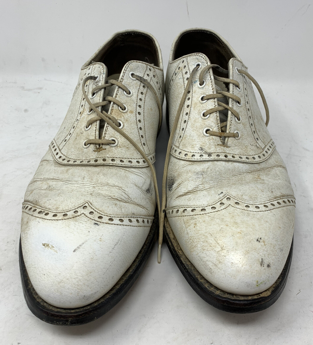 RARE 1980's Footjoy FJ's Mens Golf Shoes 59105 White 12B Made in