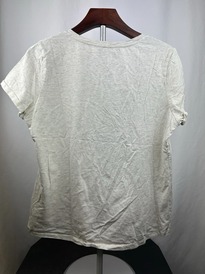 Joie Women’s Heather Light Gray Shirt Sleeve V-neck Tee Size L 100% Pima Cotton  - Image 2 of 3