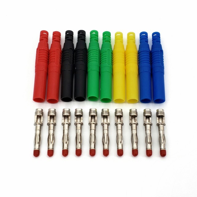 10Pcs 5 Colors Straight Full Insulated Safety 4mm Male Banana Plug Connector eBay