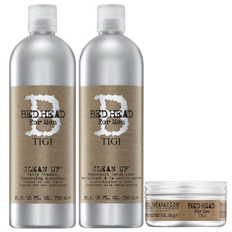 TIGI Bed Head Clean Up Shampoo 750ml + Balsamo 750ml + Matte Separation 85gr