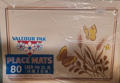 UNOPENED Vintage Valcour Pak 80 Paper Placemats 14X10 Butterflies NOS New
