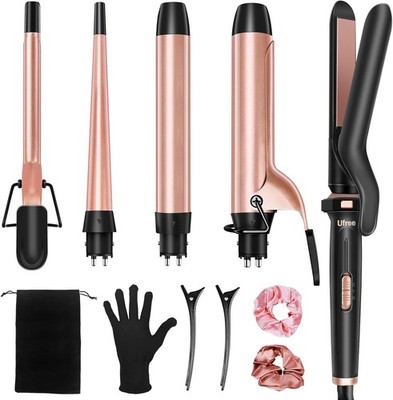 Ufree Curling Iron Set Ceramic Wands & Flat Iron Dual Voltage Hair Straightener