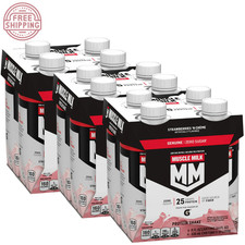 12 Pk Muscle Milk Genuine Protein Shake Strawberries 'n Cr me, 11 fl oz Carton,