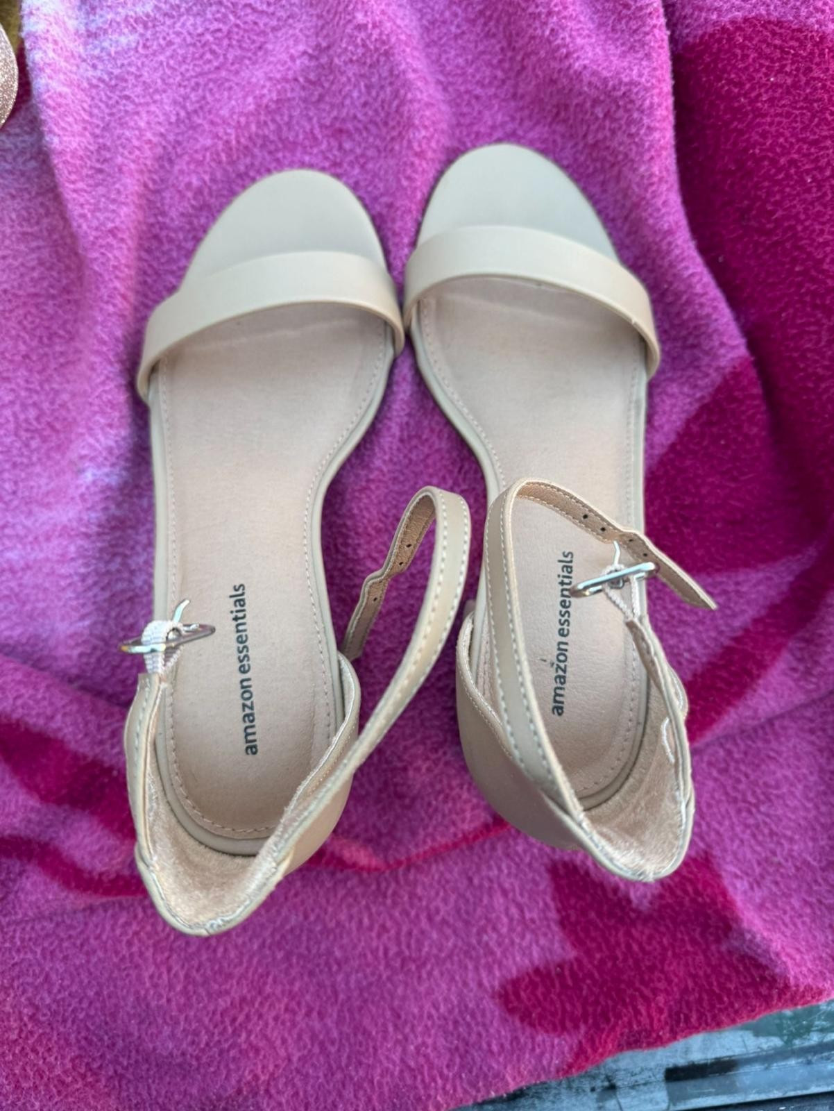 Beige Amazon Essentials, Two-Strap Heeled Sandal.… - image 2