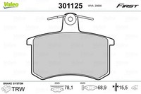 Valeo Bremsbelagsatz, Scheibenbremse 301125 FüR Alfa Romeo Audi Fiat Lancia