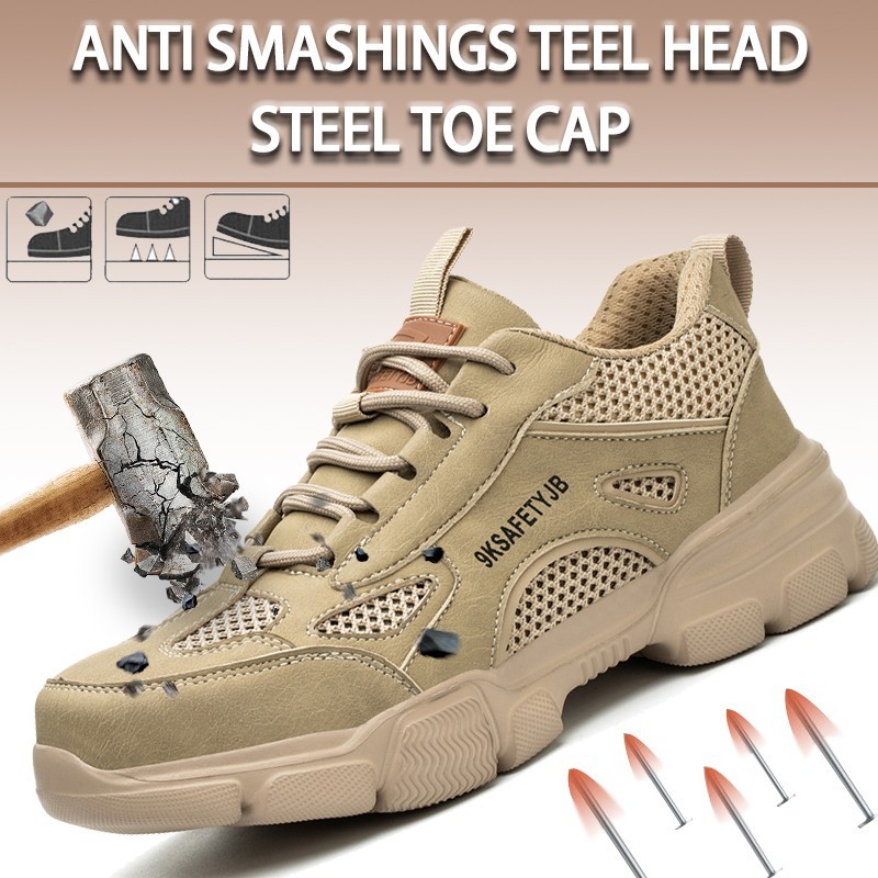 New Safety Shoes Men Work Sneakers Indestructible Steel Toe Shoes Roofing  Shoes