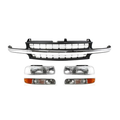 For 1999-2002 Silverado 1500 Front Grille Assembly Headlight Kit Plastic Set 5pc