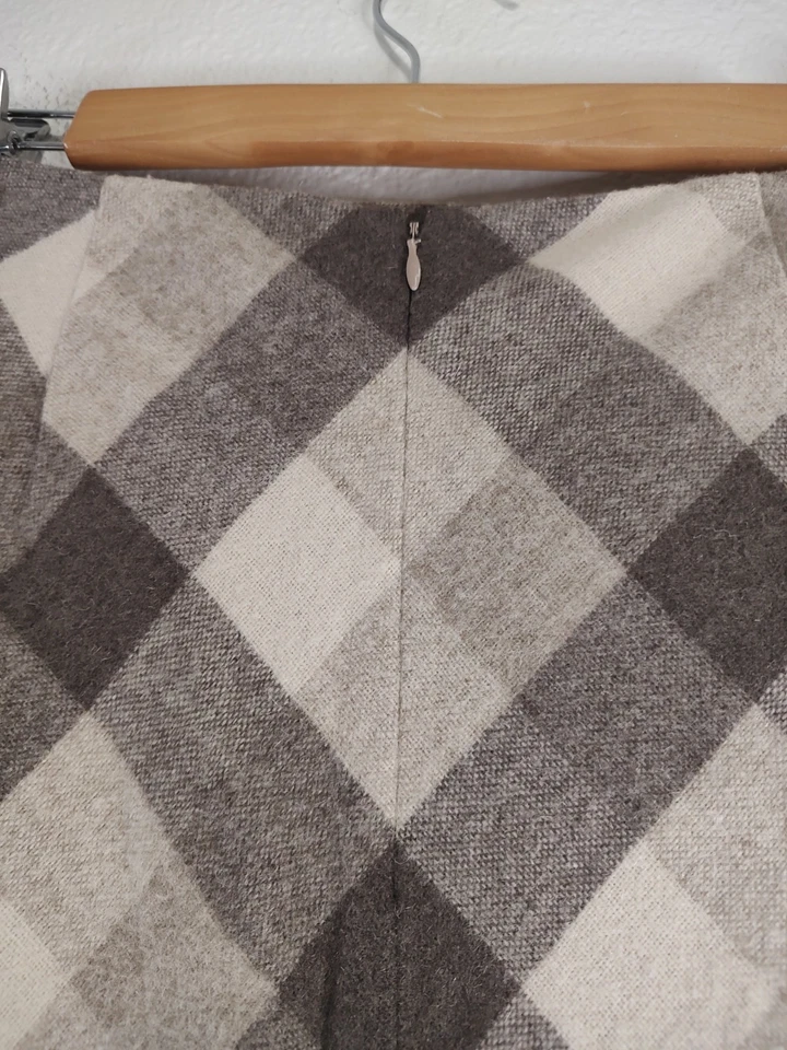 Falda Caslon Marrón Crema Cuadros Mezcla Lana Mohair Forrada Línea A Talla 8 Foto 3 de 4