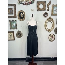 Vintage Y2K Sequin Ruched Little Black Dress - Size 7/8