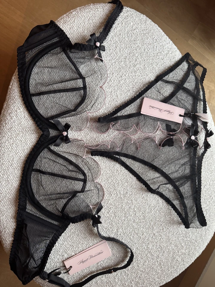 Agent Provocateur Lorna Bra 34DD & Ouvert Size 5 Black/Pink NEW/OVP - Bild 2 von 4