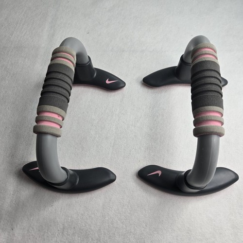 Nike Push Up Stands Bars Pair Fitness Exercise Home Gym Workout Equipment Grey