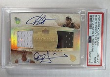 Upper Deck 2005 Exquisite Dual Patch Auto Richard Jefferson Vince Carter /5 PSA9