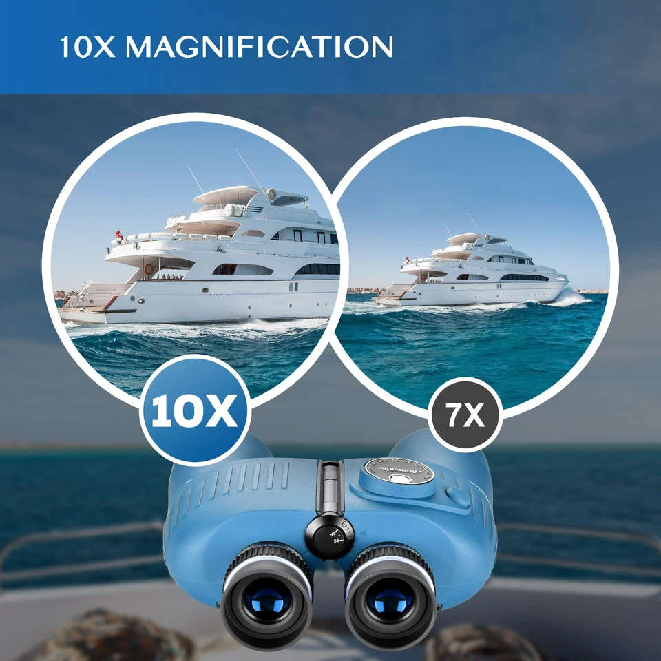10X50 Marine Binoculars with Rangefinder Compass FMC Lens Bak4 Prism Waterproof - Image 2 of 4