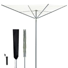 Image of LIVIVO Heavy Duty 45m 4 Arm Rotary Clothes Airer with Cover w/ Ground Spike