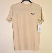 PUMA Essentials Logo Tee Mens L Beige Crew Ne...