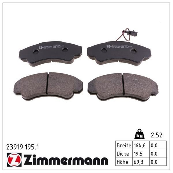 Zimmermann 23919.195.1 Bremsbelagsatz, Scheibenbremse-image