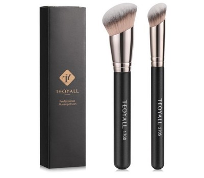 2PCS Foundation Contour Brush Set   Angled Kabuki Makeup Brushes