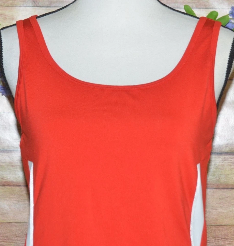 Camiseta sin mangas LBH para mujer S roja y blanca ocio atlética golf tenis pickleball Foto 2 de 4