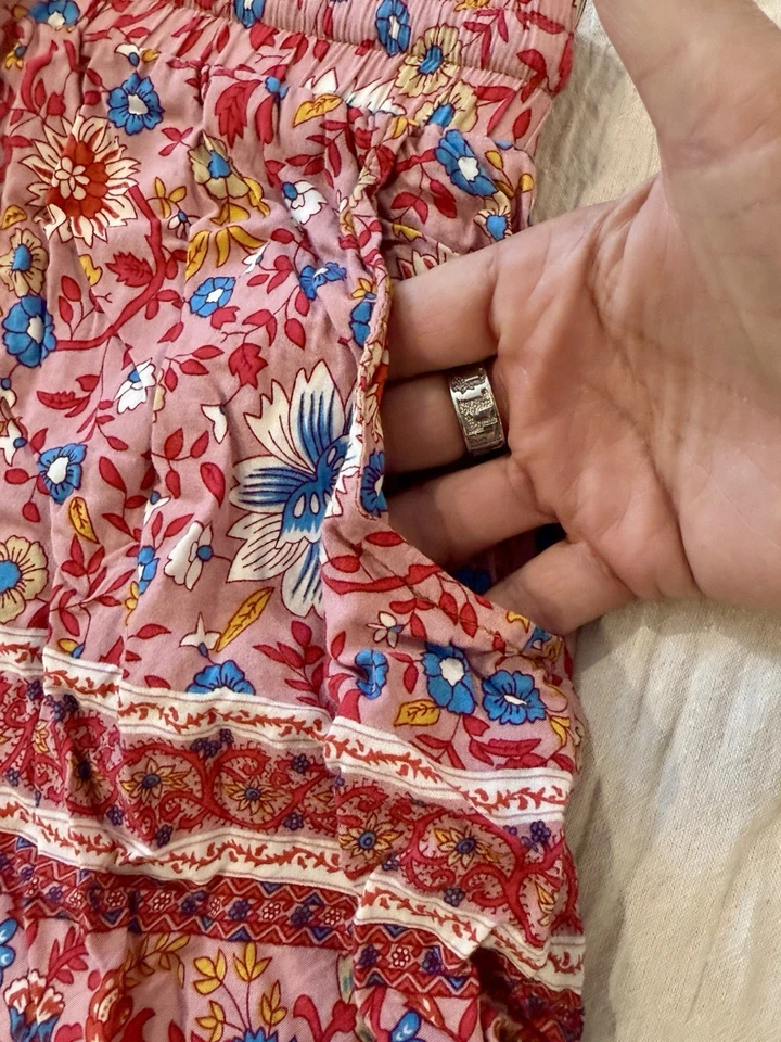 Pantalones Cortos Aratta Pequeños Boho Floral Cordón Rosa Azul Paisley Nuevo Festival Foto 3 de 4