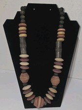 Boho Tribal Wood Bead Necklace Chunky Statement Jewelry African Earth Tone
