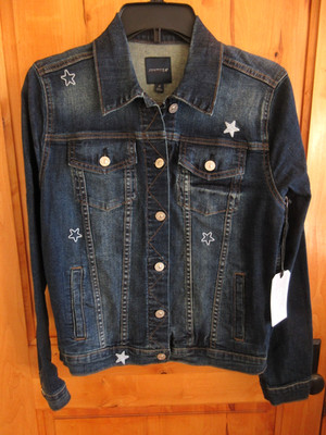 JUST USA SIZE M NWT EMBROIDERED STARS DENIM JACKET POCKETS METAL BUTTONS WESTERN