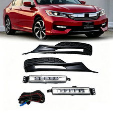 Fit 2016-2017 Honda Accord Seden 4dr Front Bumper Led Drl Fog Lights Lamps