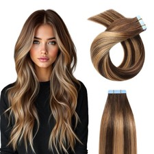 YILITE 12" Balayage Tape in Hair Extensions Human Remy 20pcs 40g Dark Brown