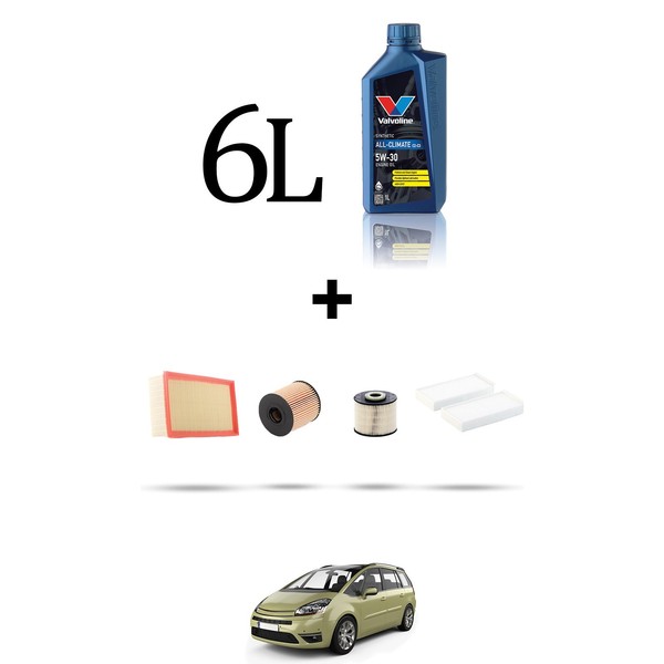 Hoffcar Wartungskit 4 Filter Und 6L ÖL FüR Citroen C4 Picasso 2.0 HDI 120KW-image